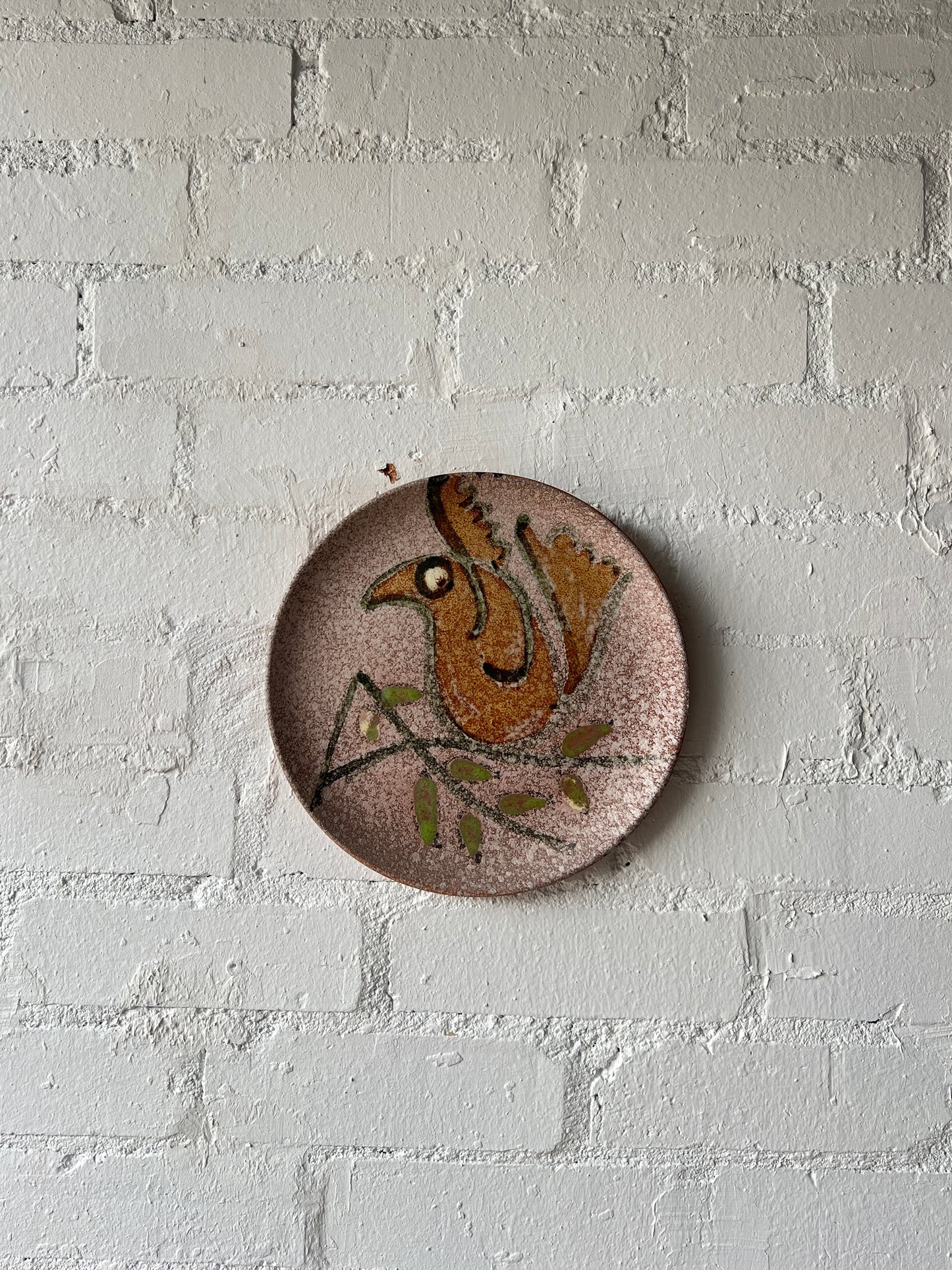 PINK HAND PAINTED ‘BIRD’ PLATE