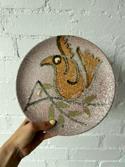 PINK HAND PAINTED ‘BIRD’ PLATE