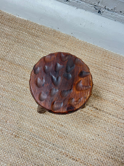 ROUND CARVED 'LOVE HEART' STOOL
