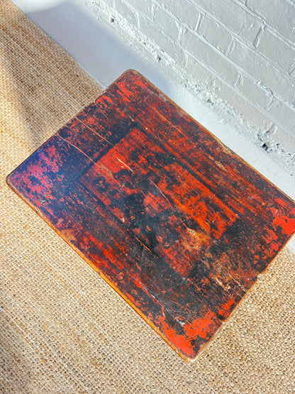 RED REEDED SIDE TABLE