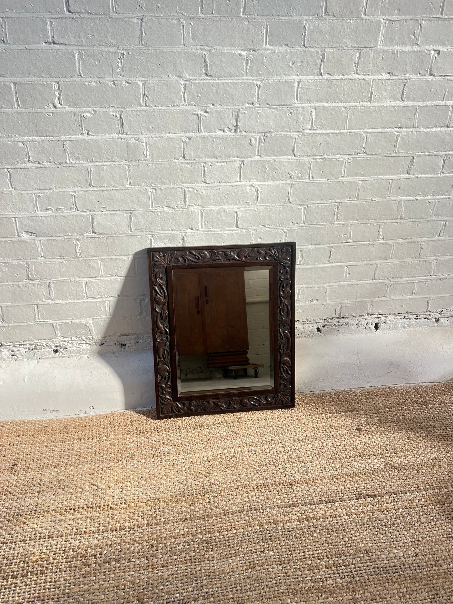 ANTIQUE SMALL CARVED MIRROR