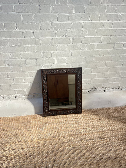 ANTIQUE SMALL CARVED MIRROR