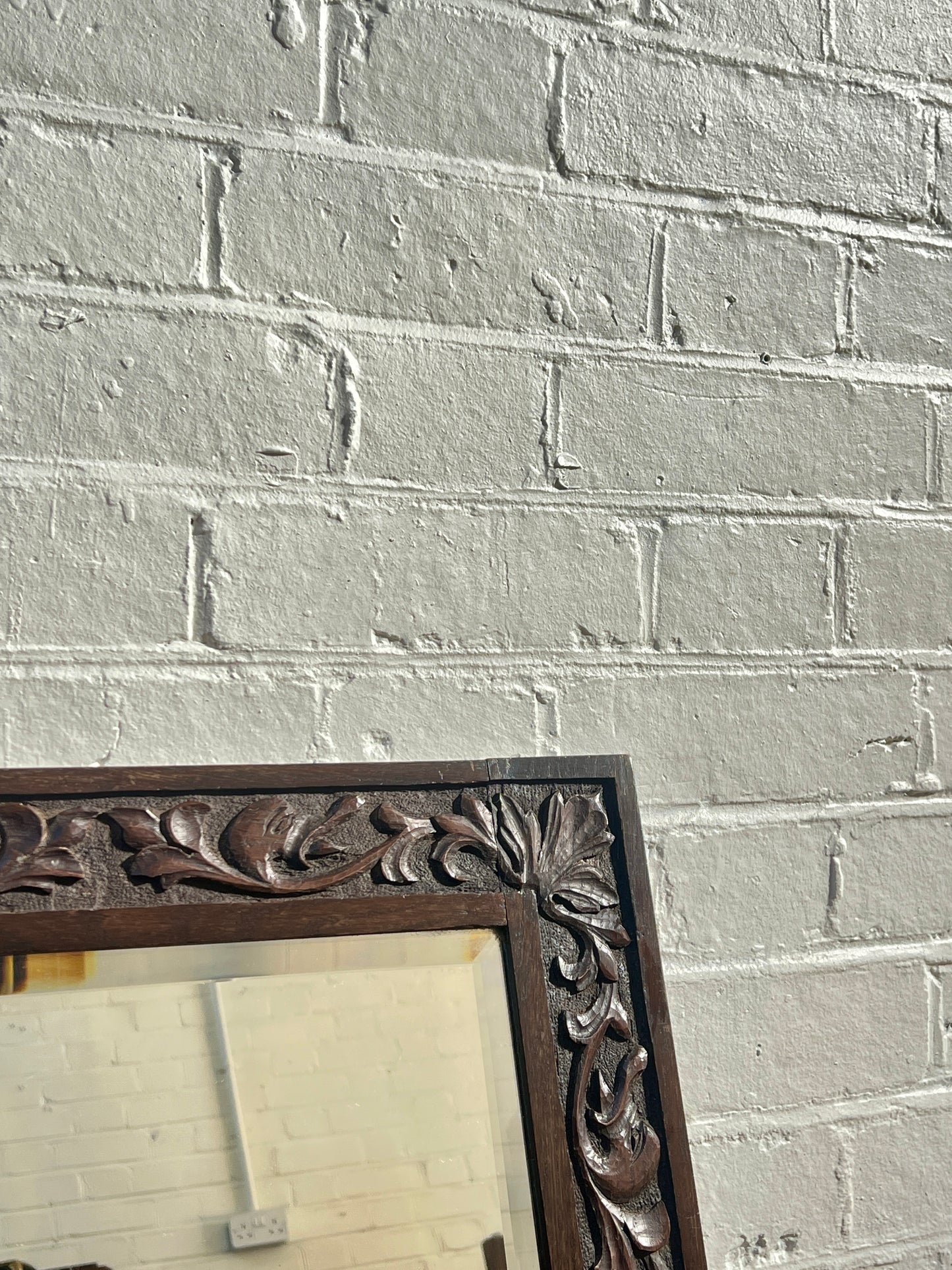 ANTIQUE SMALL CARVED MIRROR