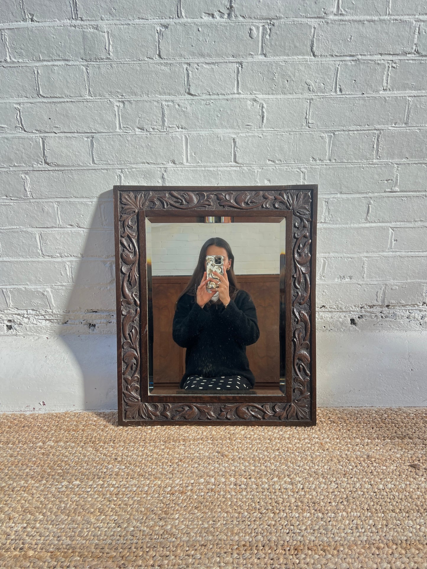 ANTIQUE SMALL CARVED MIRROR