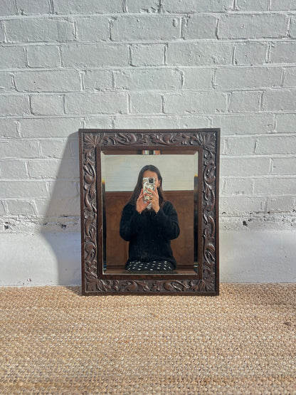 ANTIQUE SMALL CARVED MIRROR