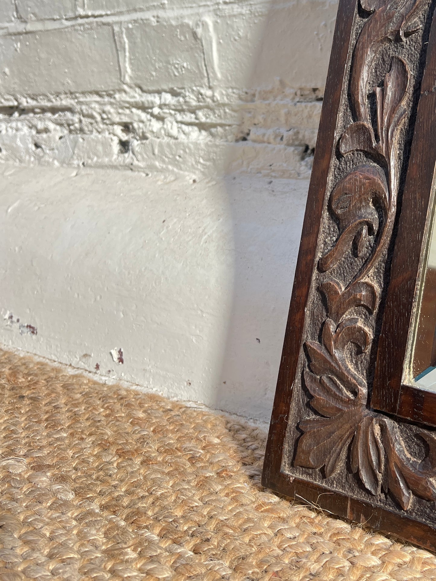 ANTIQUE SMALL CARVED MIRROR