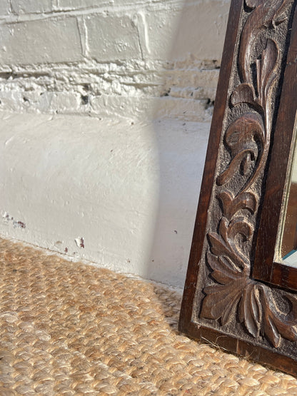 ANTIQUE SMALL CARVED MIRROR