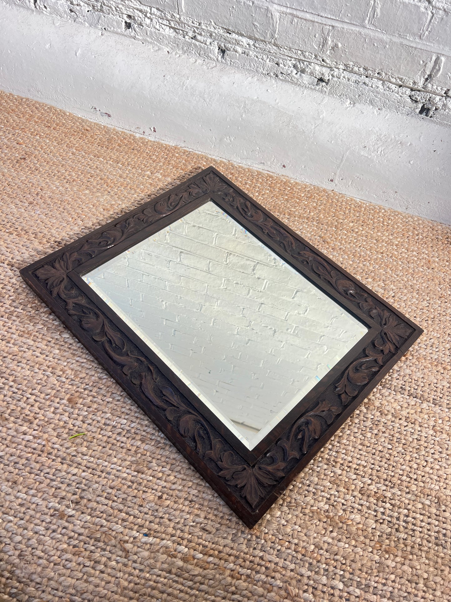 ANTIQUE SMALL CARVED MIRROR