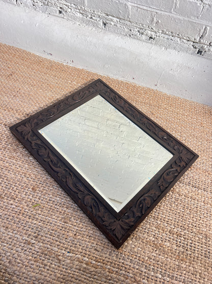 ANTIQUE SMALL CARVED MIRROR