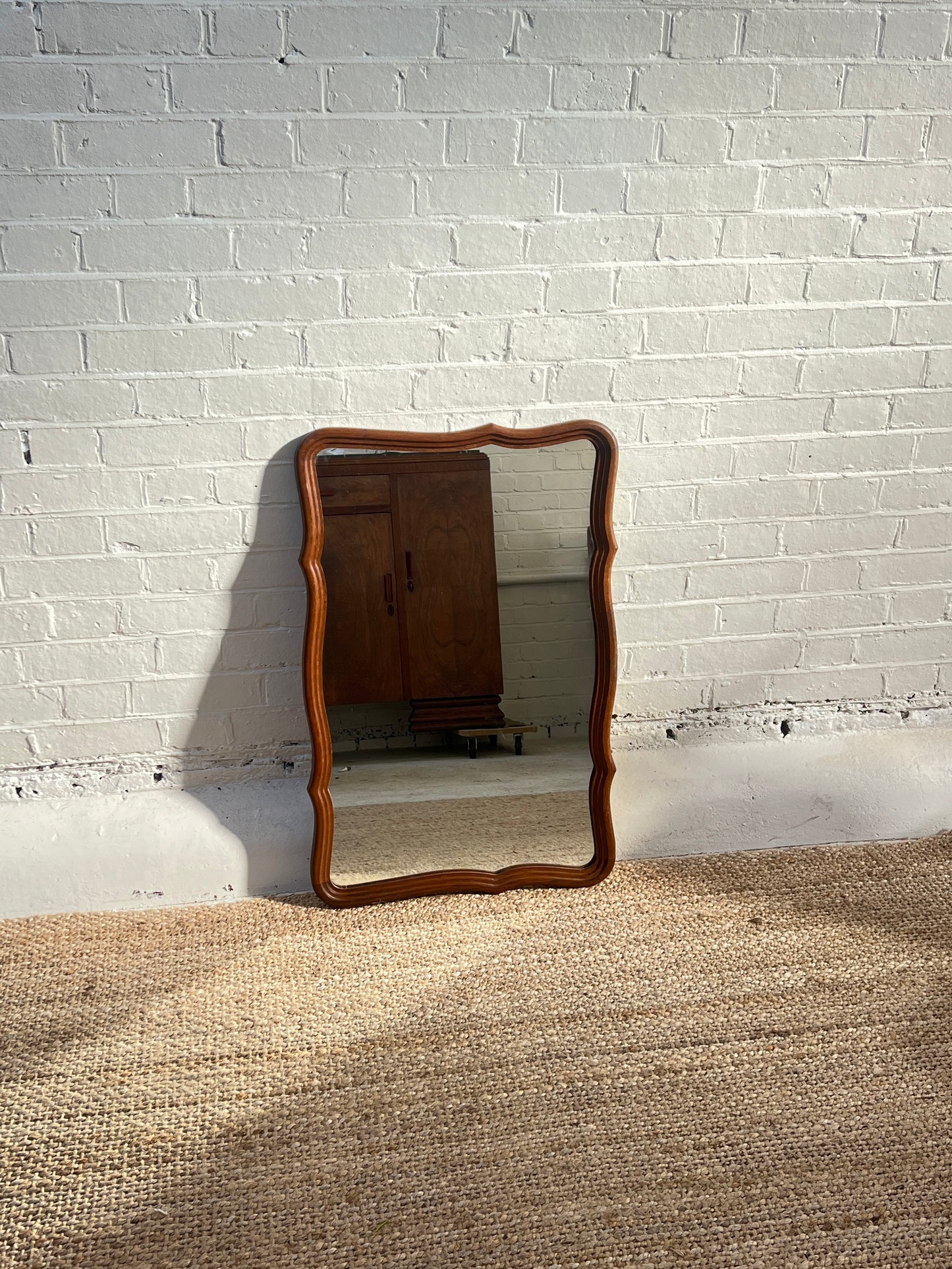 LARGE WOODEN WAVY MIRROR