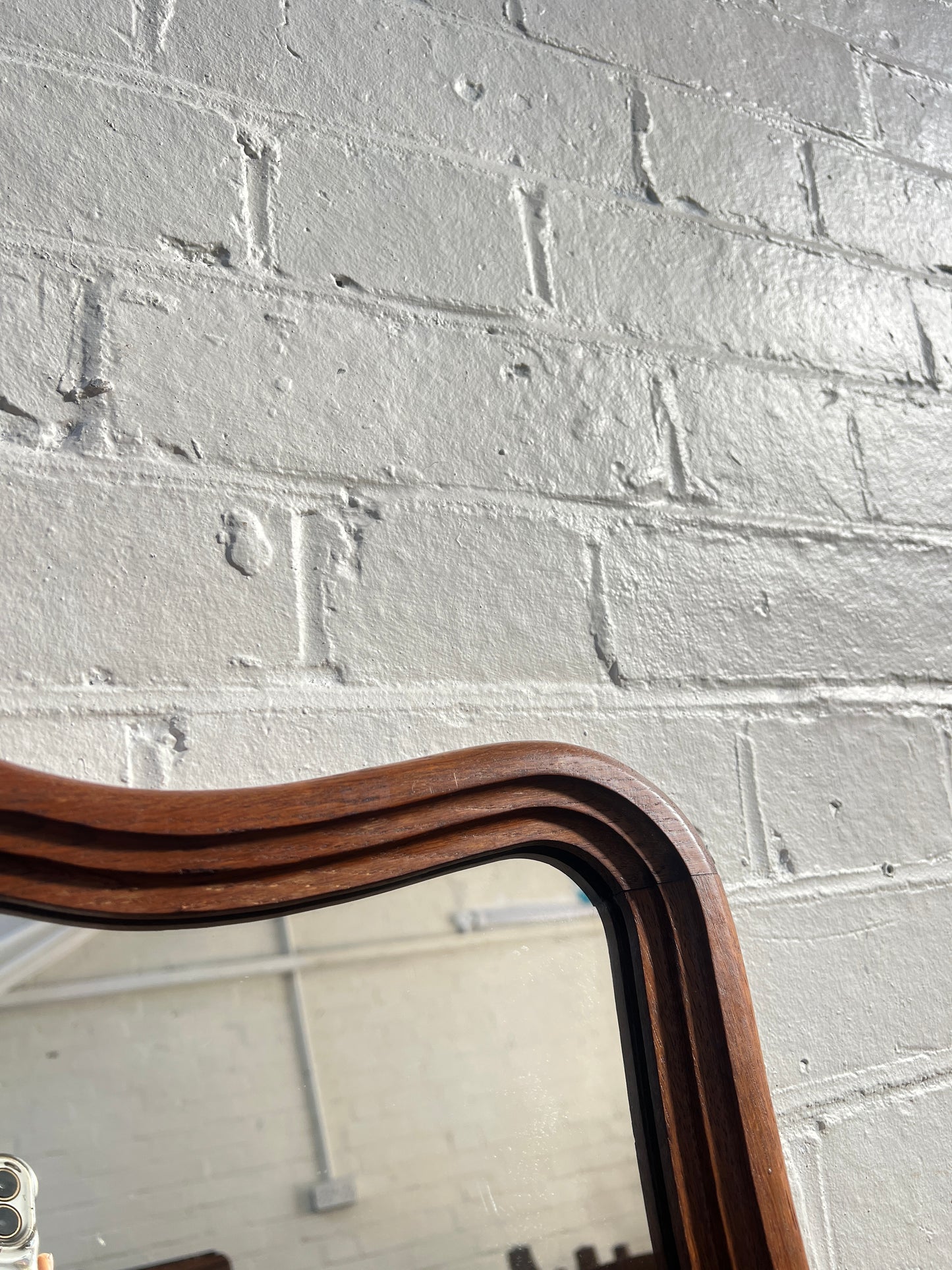 LARGE WOODEN WAVY MIRROR
