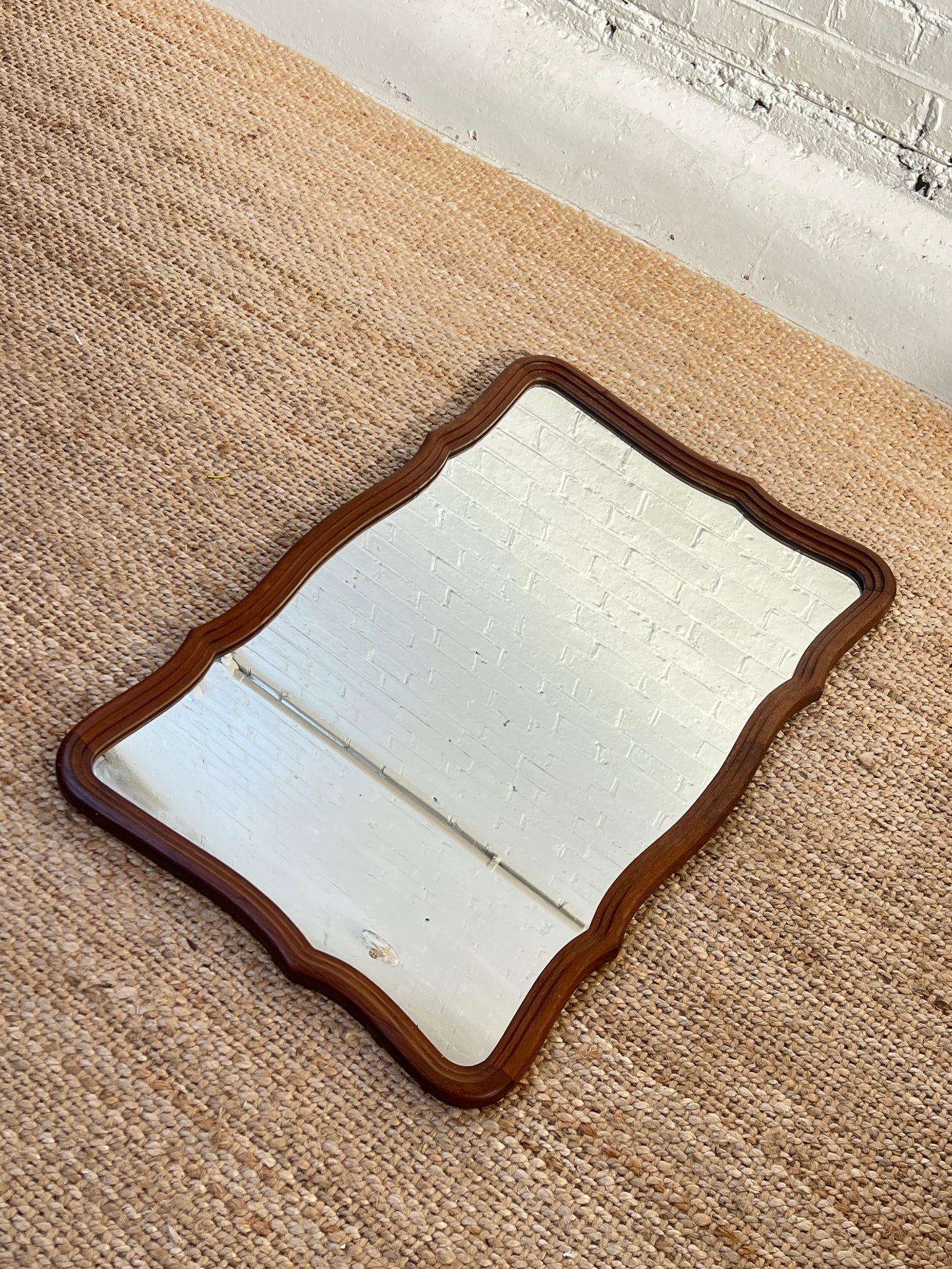 LARGE WOODEN WAVY MIRROR