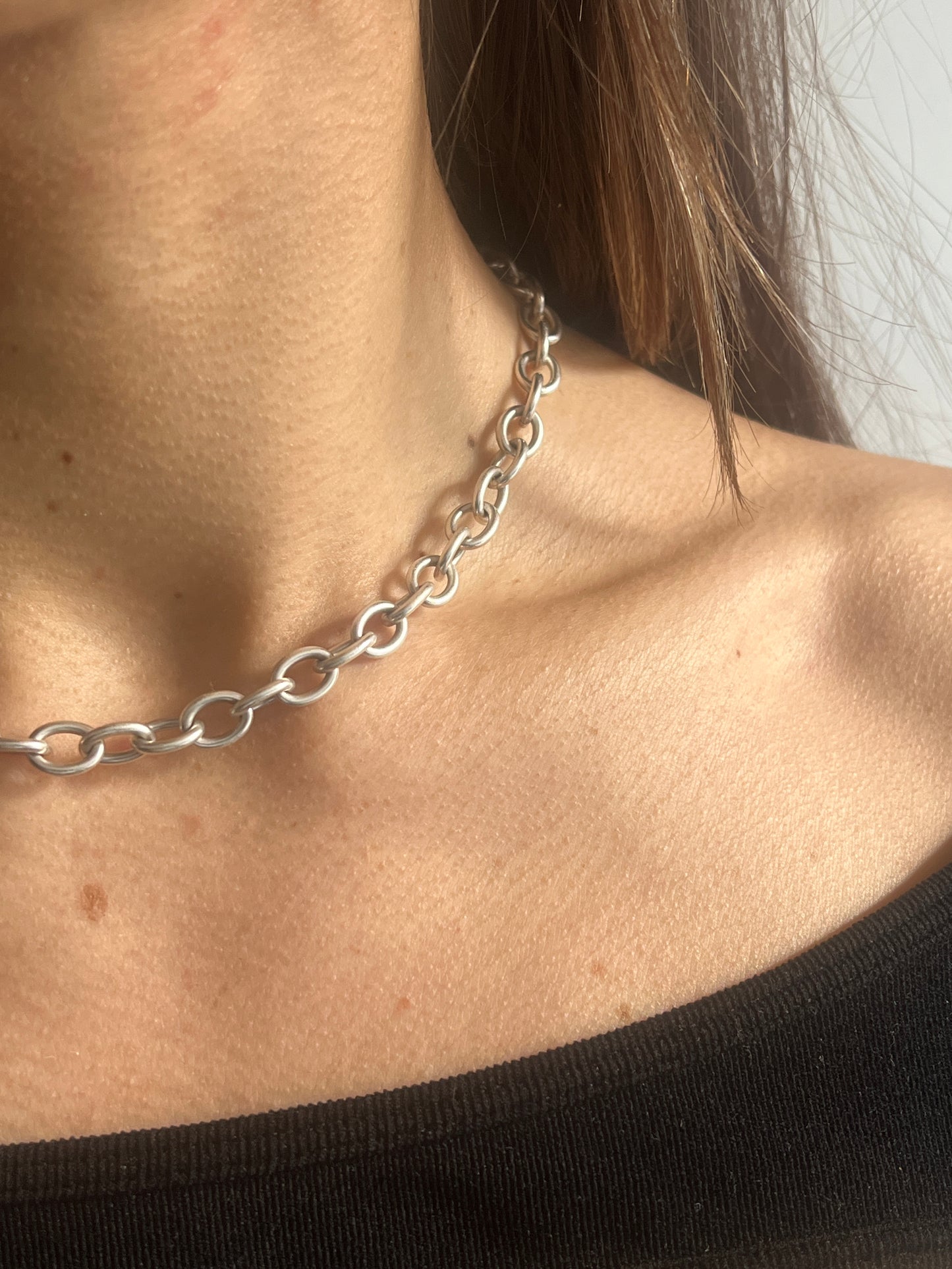 ANCHOR SILVER NECKLACE WITH DETAILED T BAR