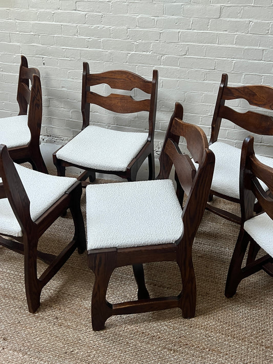 SET OF SIX OAK RAZOR DINING CHAIRS