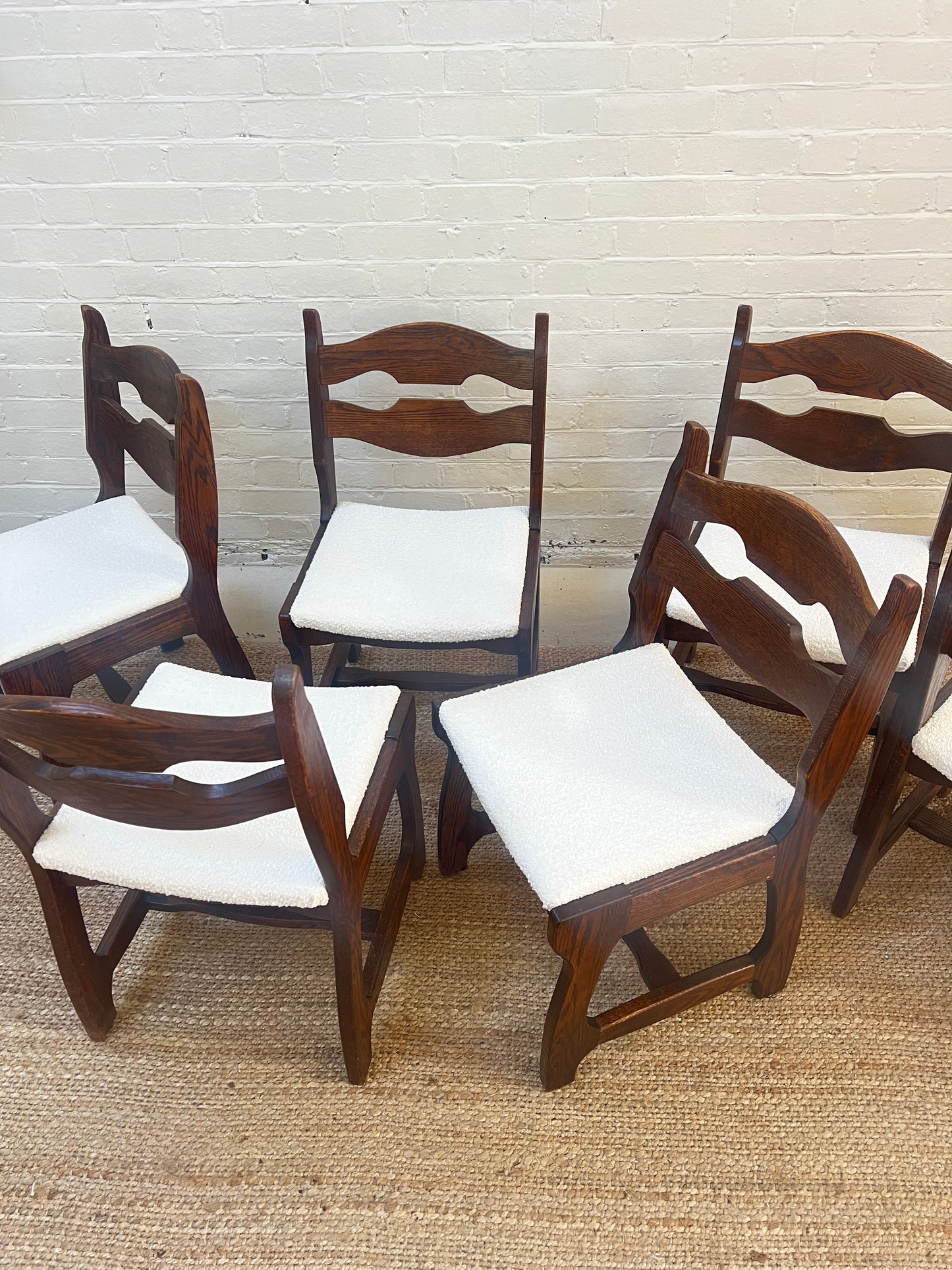 SET OF SIX OAK RAZOR DINING CHAIRS
