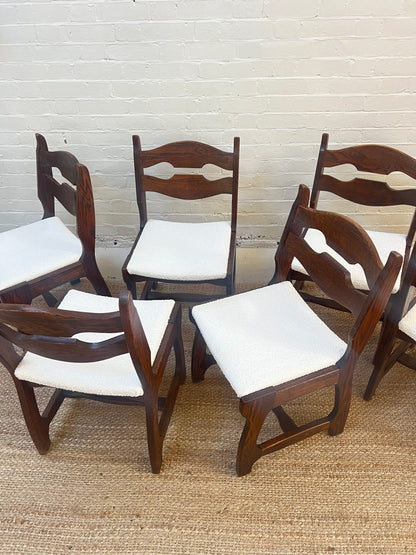 SET OF SIX OAK RAZOR DINING CHAIRS