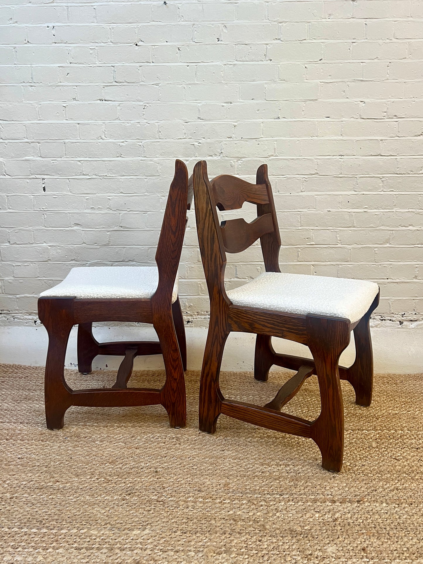 SET OF SIX OAK RAZOR DINING CHAIRS