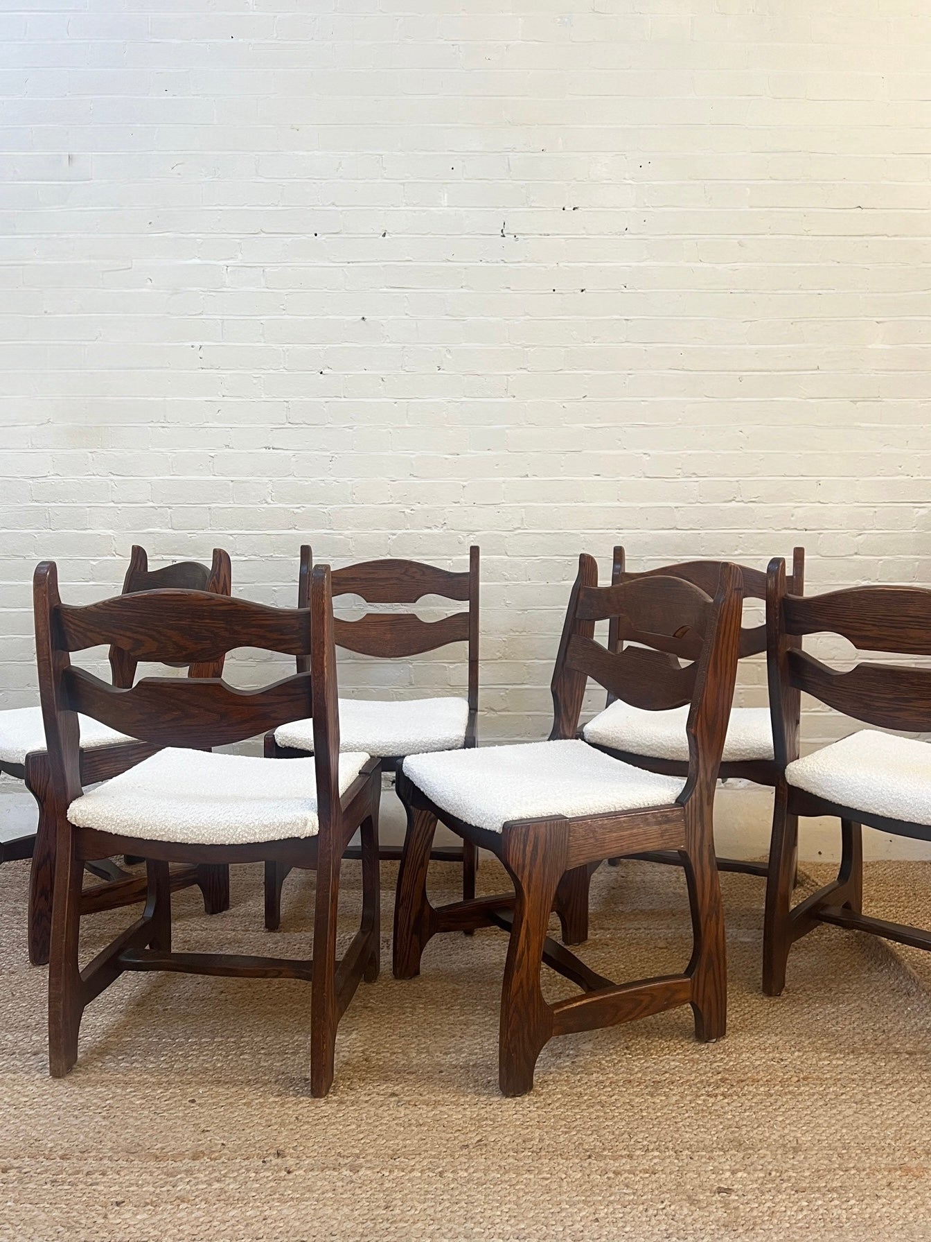 SET OF SIX OAK RAZOR DINING CHAIRS