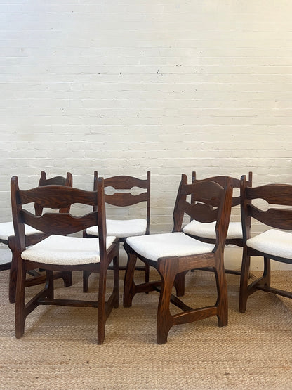 SET OF SIX OAK RAZOR DINING CHAIRS