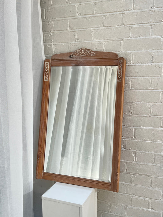 VINTAGE PINE CARVED MIRROR
