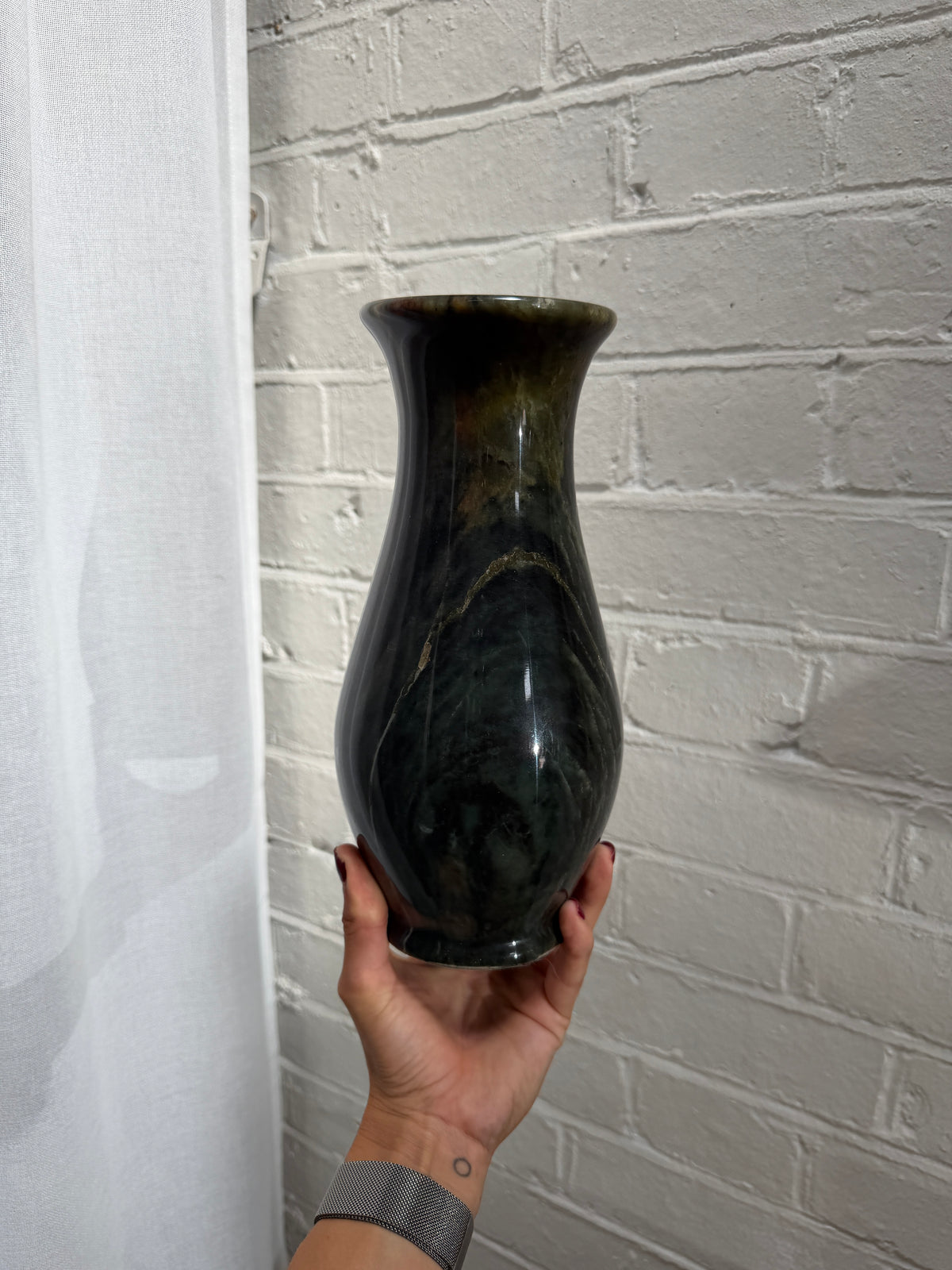 GREEN STONE VASE