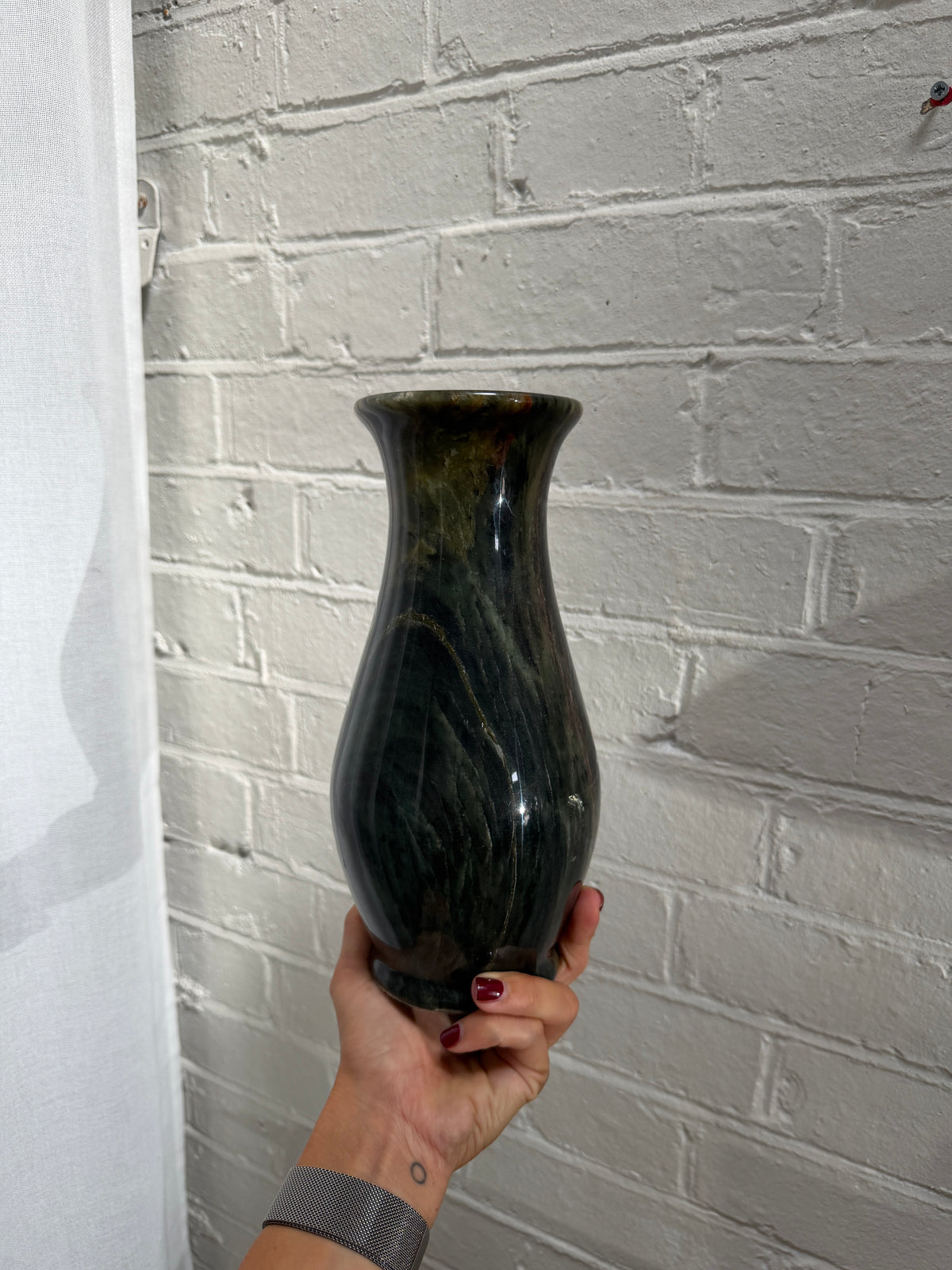 GREEN STONE VASE