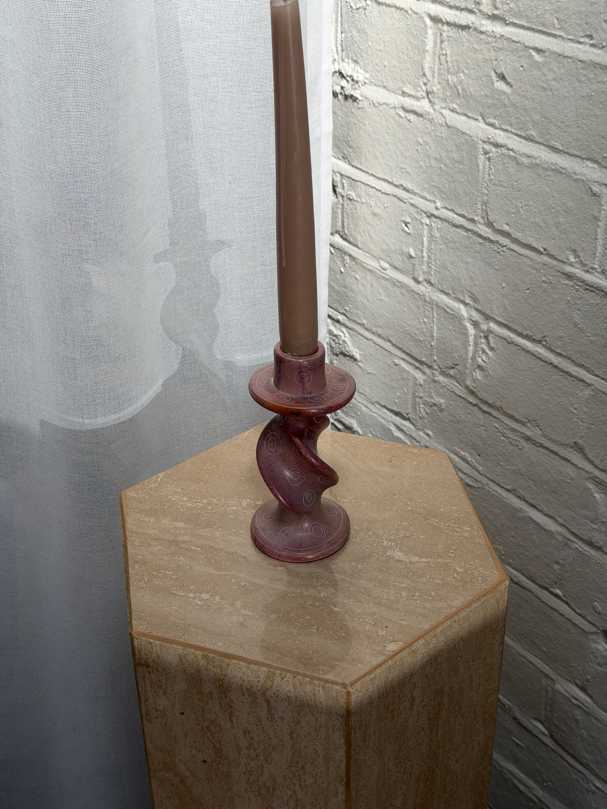 SINGLE SOAPSTONE CANDLE HOLDER