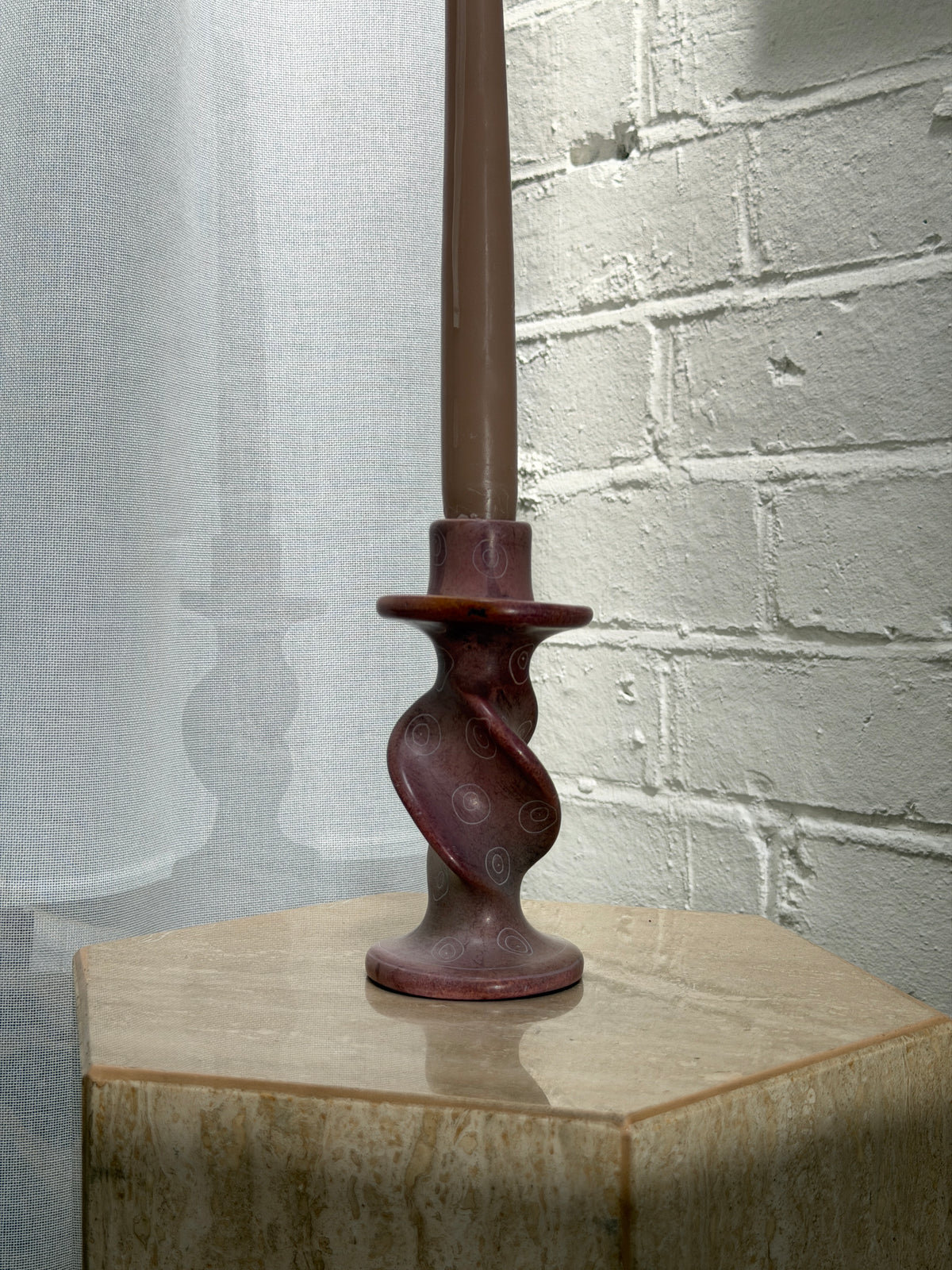 SINGLE SOAPSTONE CANDLE HOLDER
