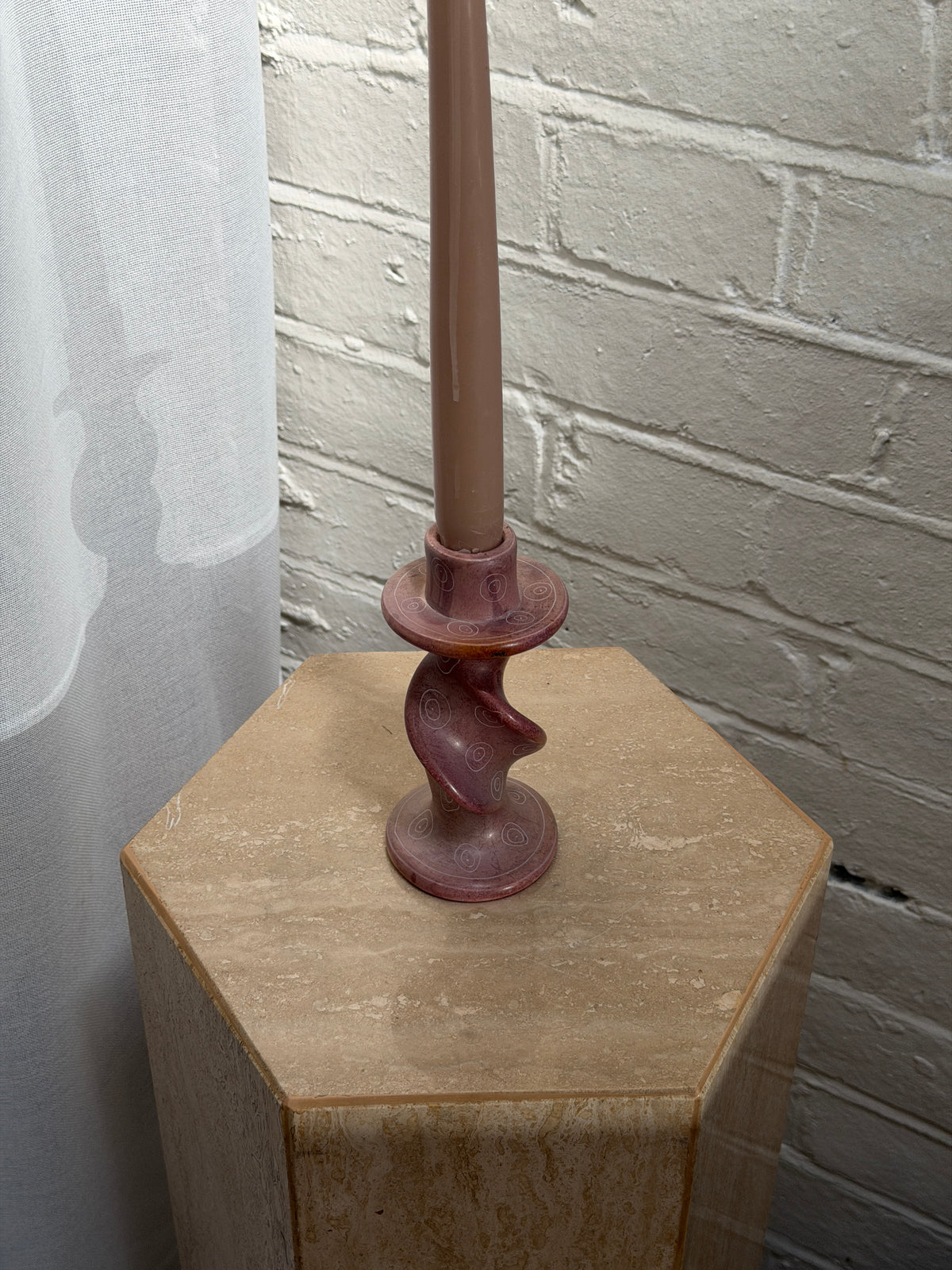 SINGLE SOAPSTONE CANDLE HOLDER