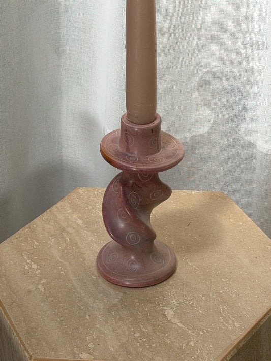 SINGLE SOAPSTONE CANDLE HOLDER