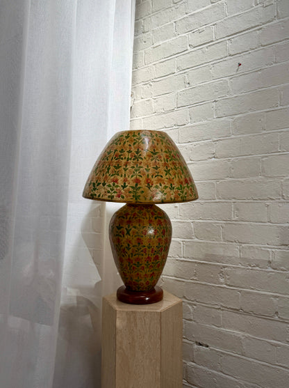 HAND PAINTED VINTAGE LAMP & SHADE