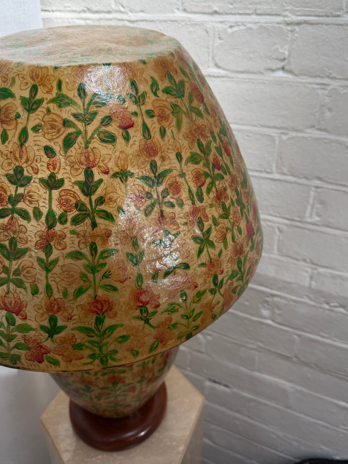 HAND PAINTED VINTAGE LAMP & SHADE
