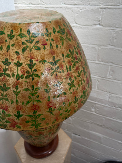 HAND PAINTED VINTAGE LAMP & SHADE