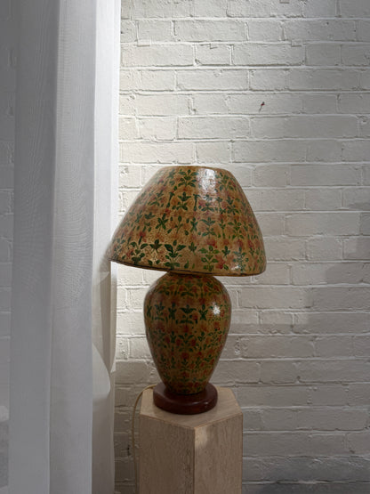HAND PAINTED VINTAGE LAMP & SHADE