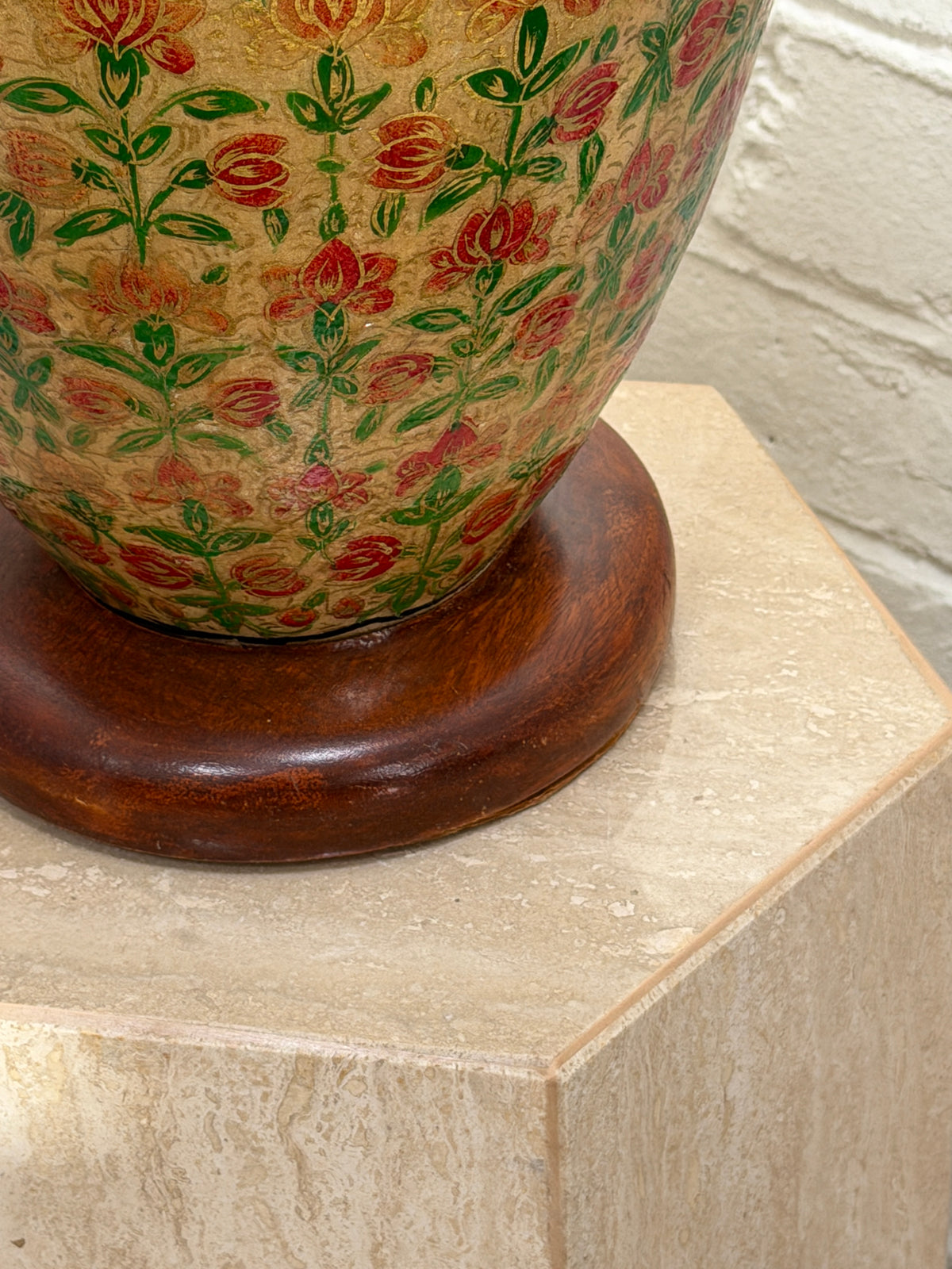 HAND PAINTED VINTAGE LAMP & SHADE