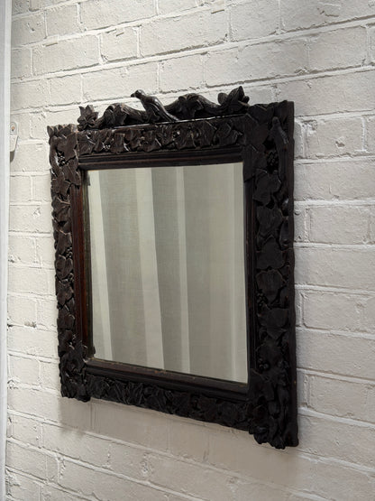 OAK CARVED SQUARE MIRROR