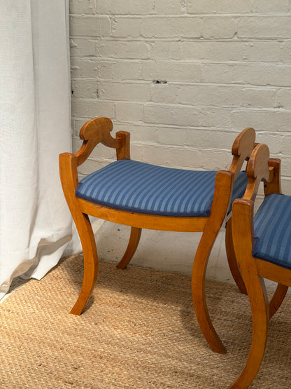 ON HOLD - SWEDISH BLUE BIEDERMEIER STOOLS
