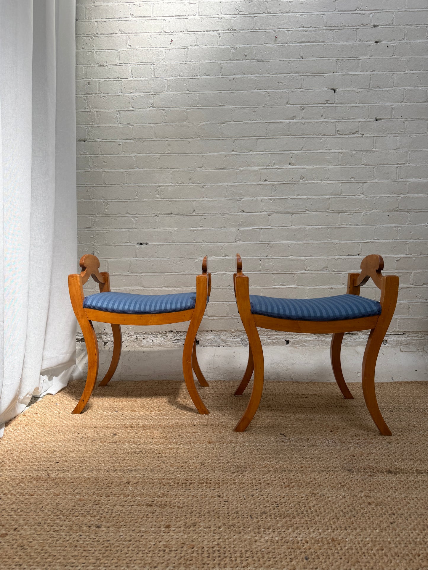 ON HOLD - SWEDISH BLUE BIEDERMEIER STOOLS