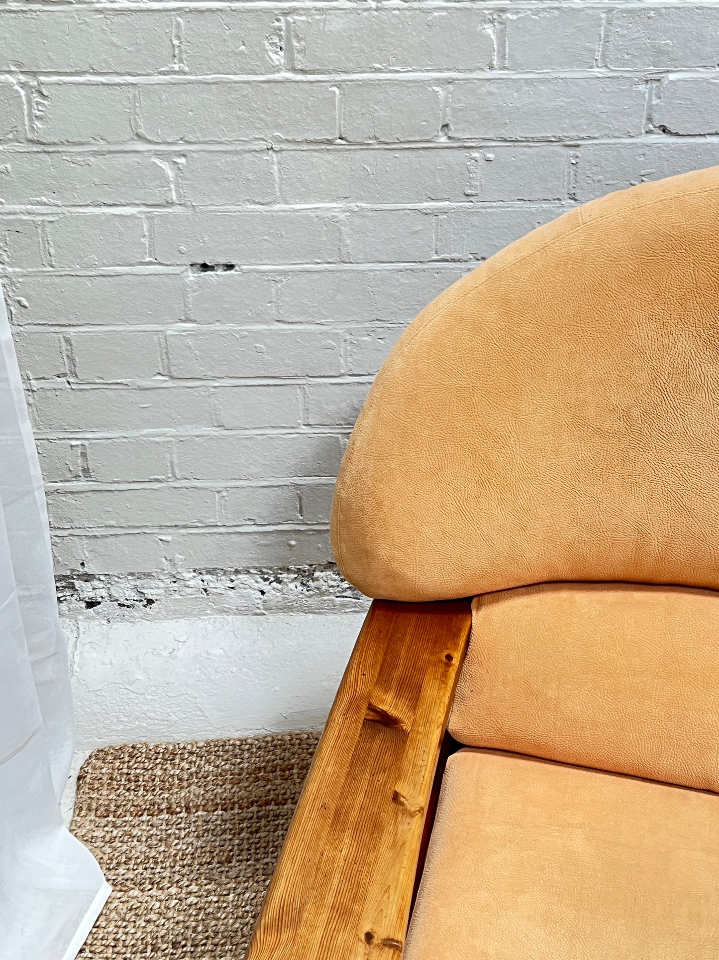 PINE BRUTALIST PEACH ARM CHAIR - ONE