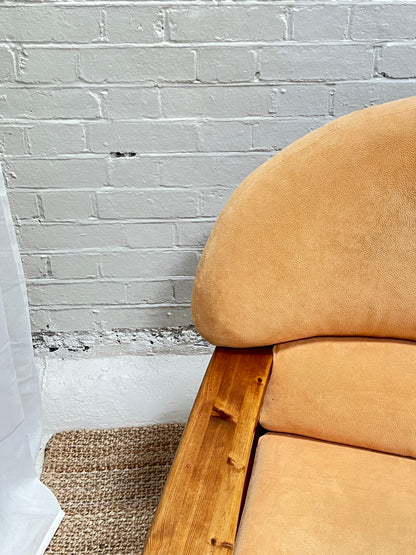 PINE BRUTALIST PEACH ARM CHAIR - ONE