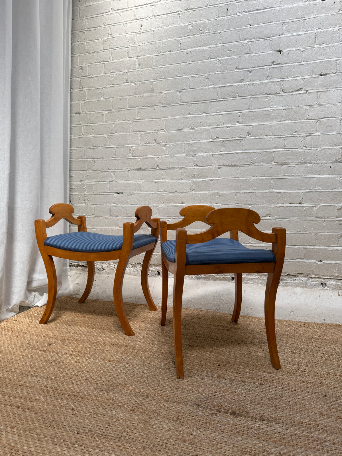 ON HOLD - SWEDISH BLUE BIEDERMEIER STOOLS