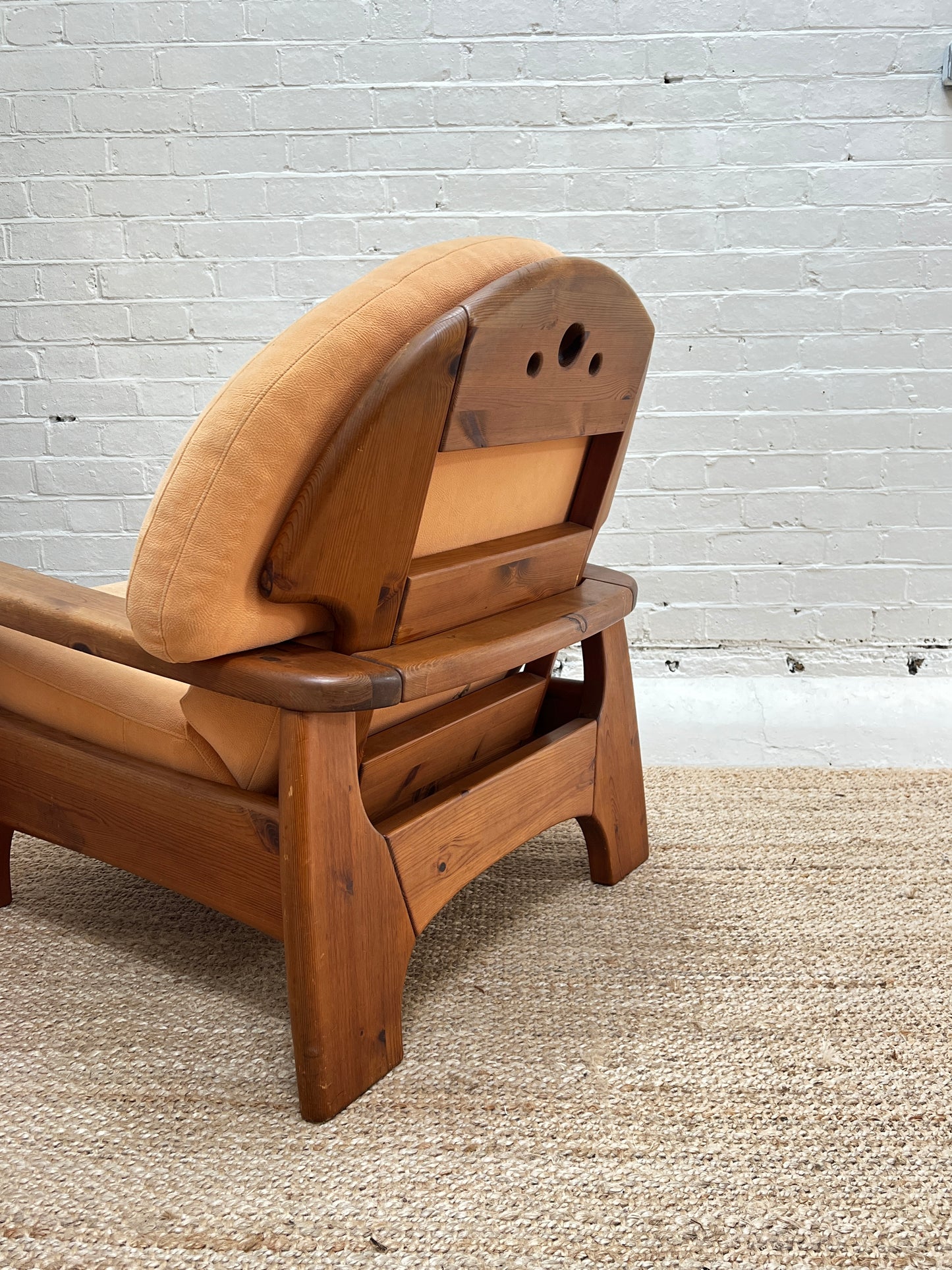 PINE BRUTALIST PEACH ARM CHAIR - ONE