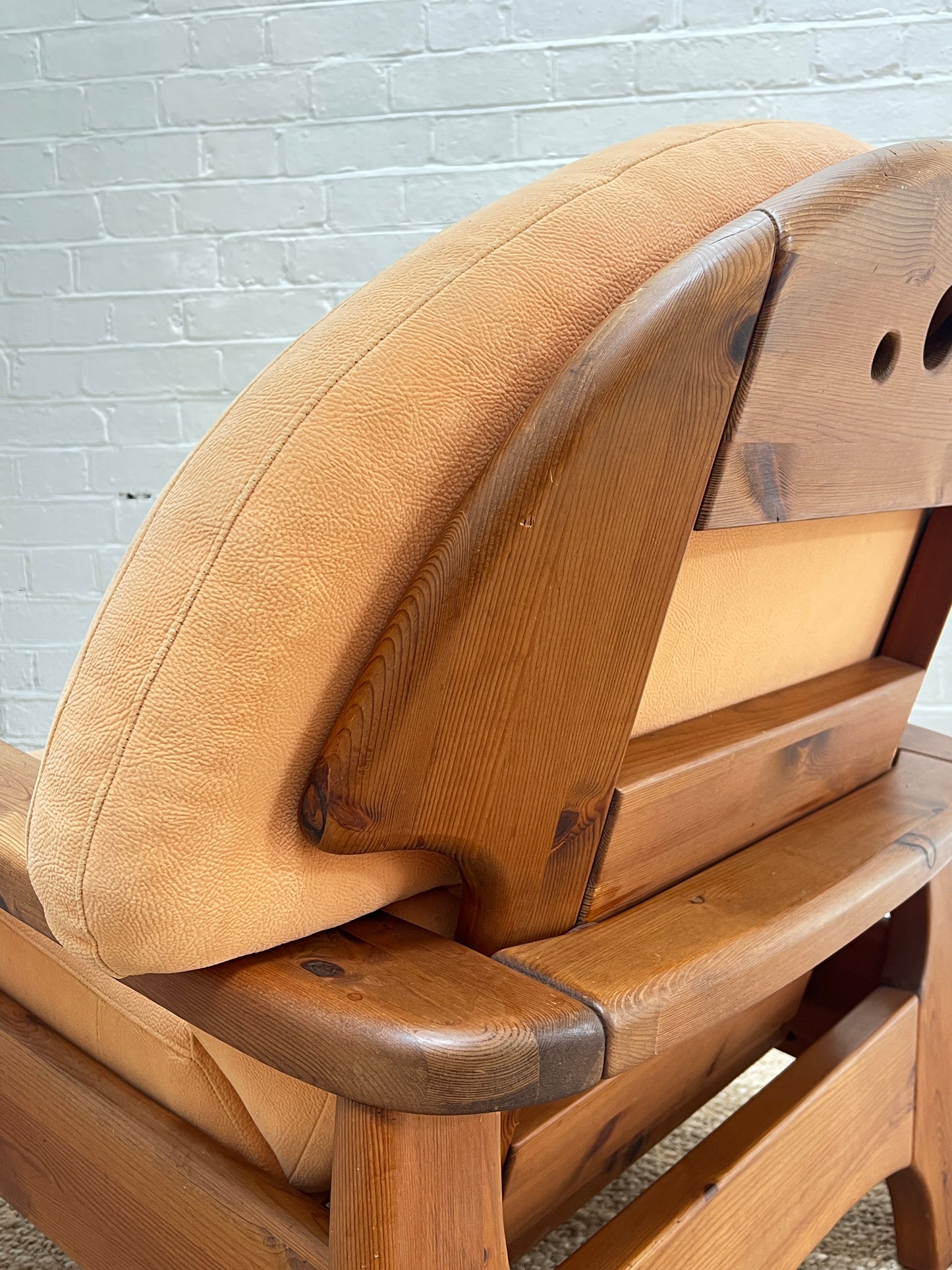 PINE BRUTALIST PEACH ARM CHAIR - ONE