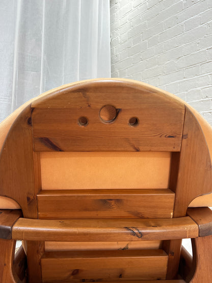 PINE BRUTALIST PEACH ARM CHAIR - ONE