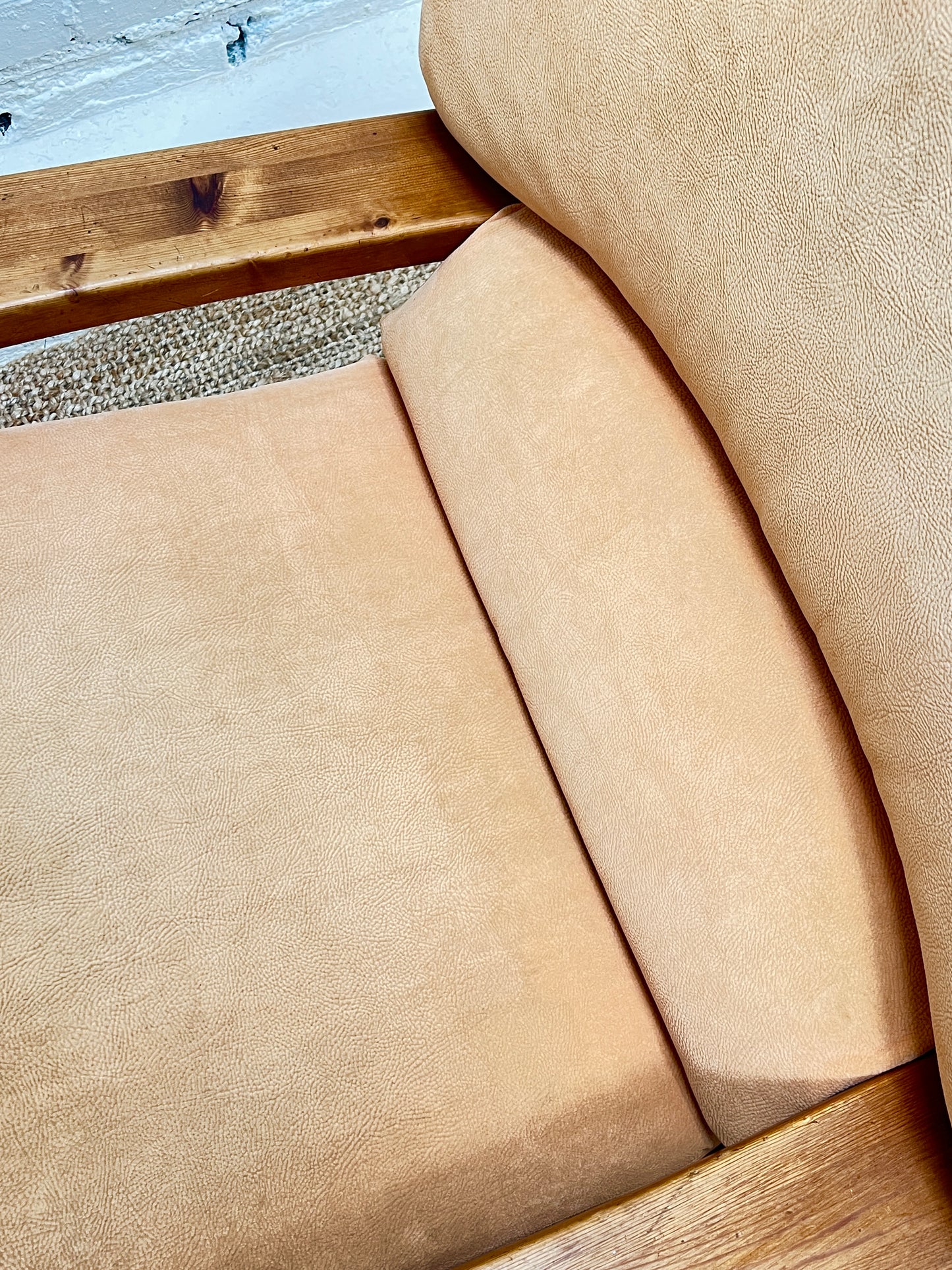PINE BRUTALIST PEACH ARM CHAIR - ONE