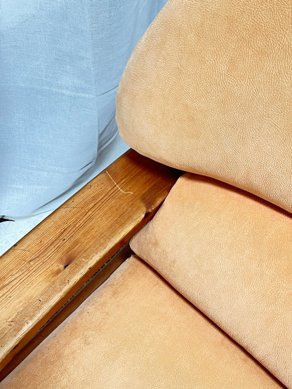 PINE BRUTALIST PEACH ARM CHAIR - TWO