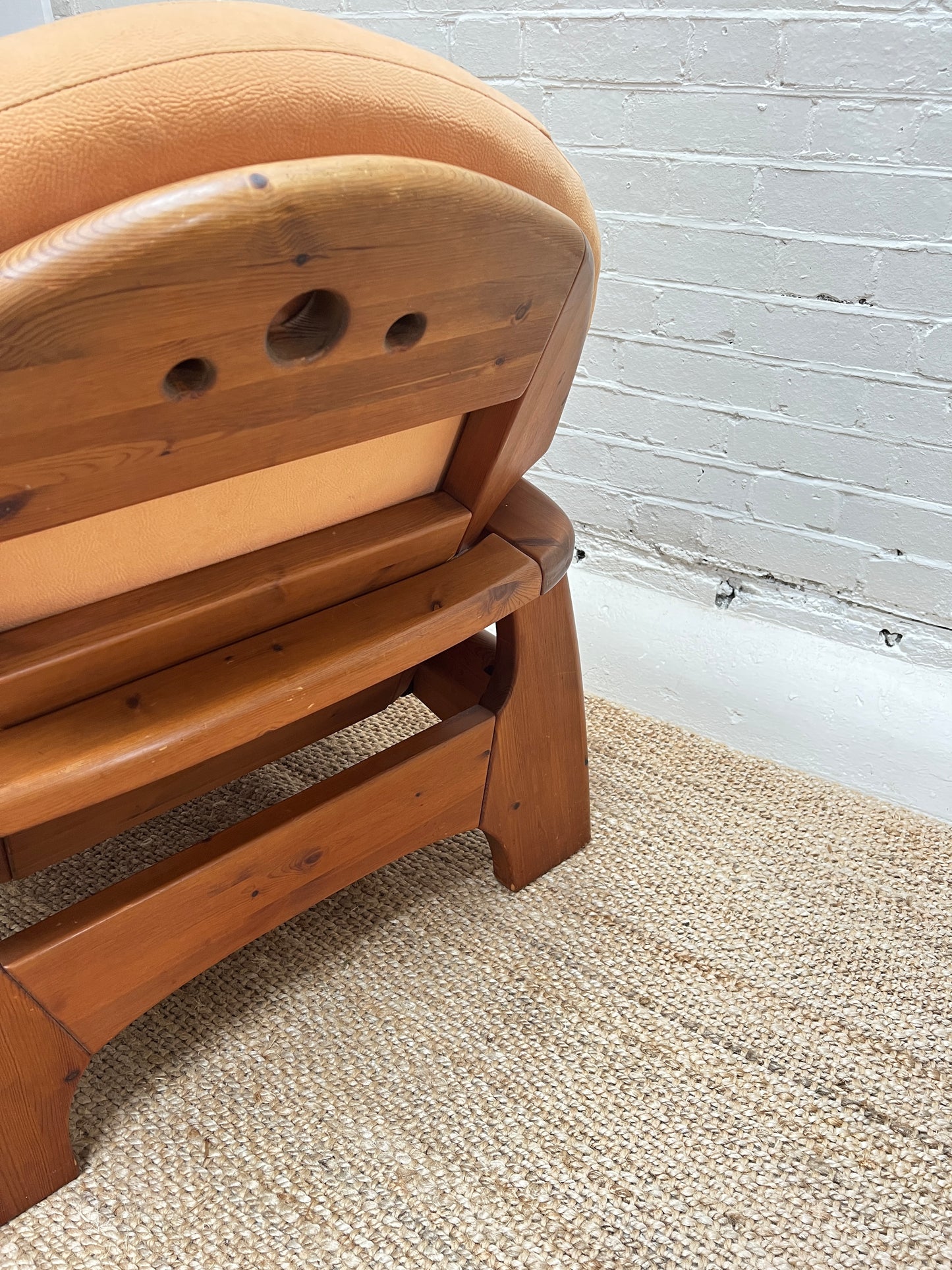 PINE BRUTALIST PEACH ARM CHAIR - TWO
