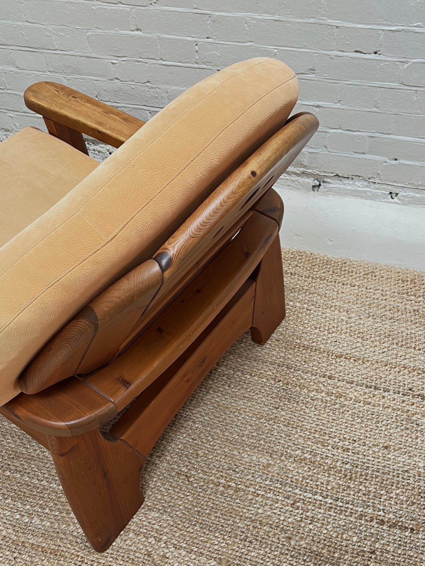 PINE BRUTALIST PEACH ARM CHAIR - TWO