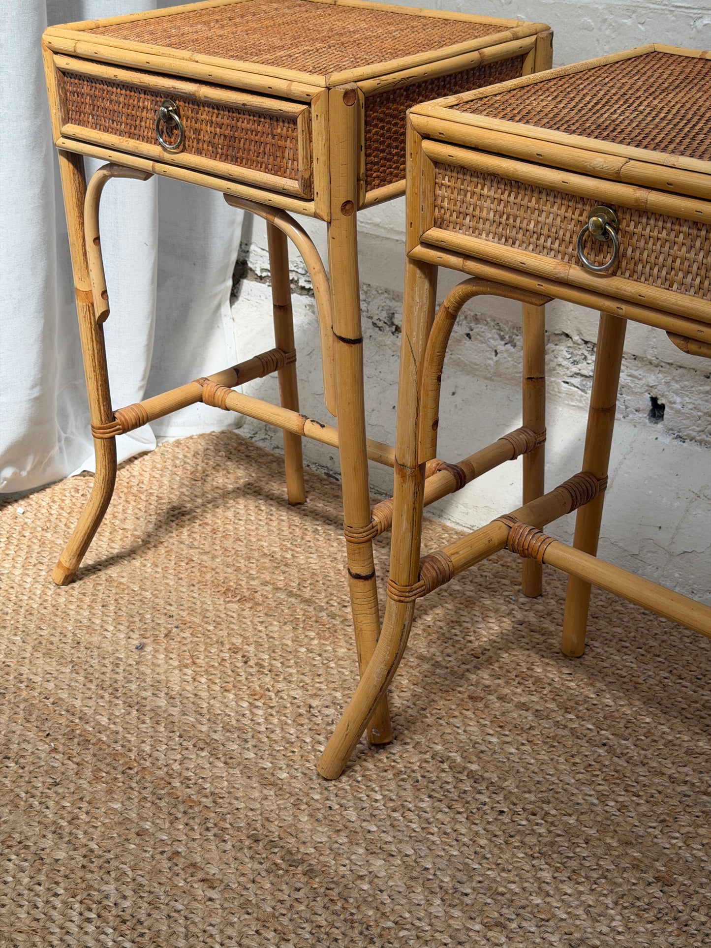 PAIR OF RATTAN BEDSIDE TABLES