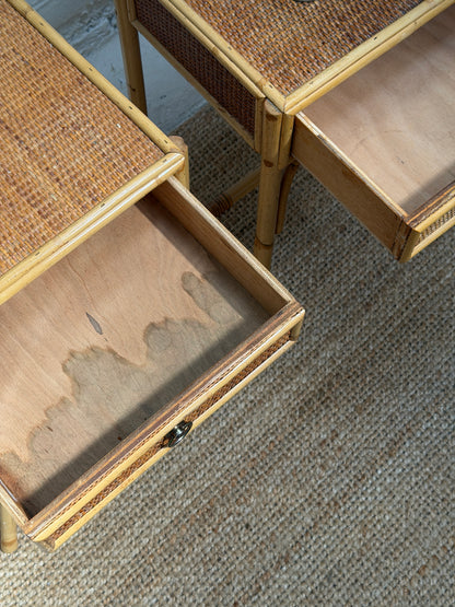 PAIR OF RATTAN BEDSIDE TABLES
